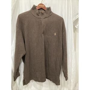 Polo by Ralph Lauren Mens Size XXL Estate Brown Quarter Zip Sweater 100% Cotton